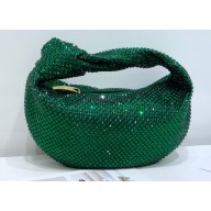 Bottega Veneta mini jodie rhinestone-embellished satin top handle bag Green