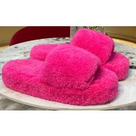 Bottega Veneta resort teddy Shearling slides Fuchsia 2022