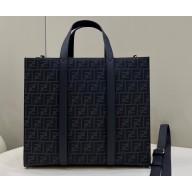 Fendi Shopper Tote Bag FF jacquard fabric Black