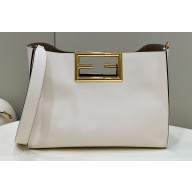 Fendi Way Large Leather Bag White