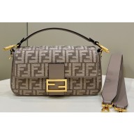 Fendi Medium Baguette FF tapestry fabric bag Gray