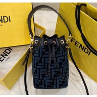 Fendi Mon Tresor Mini bucket bag FF tapestry fabric Blue