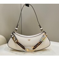Fendi O’Lock Swing leather Pouch Bag White