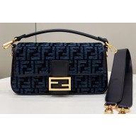 Fendi Medium Baguette FF tapestry fabric bag Blue