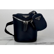 Prada Re-Nylon and leather shoulder bag 2VH147 Black 2022
