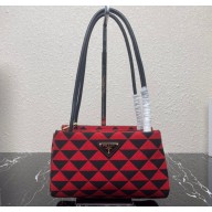 Prada Symbole Small embroidered fabric bag 1BA368 Black/Red 2022