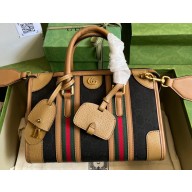 Gucci Small top handle bag with Double G 715772 Canvas and leather Brown