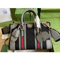 Gucci Small top handle bag with Double G 715772 Canvas and leather Gray