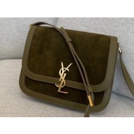 Saint Laurent solferino medium satchel bag in suede Leather 634305 Army Green
