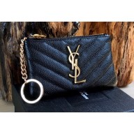 Saint Laurent cassandre key pouch Wallet 438386 Black/Gold
