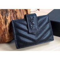 Saint Laurent cassandre Card Holder Wallet 607907 So Black