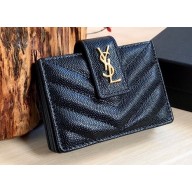 Saint Laurent cassandre Card Holder Wallet 607907 Black/Gold