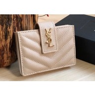 Saint Laurent cassandre Card Holder Wallet 607907 Beige