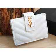 Saint Laurent cassandre Card Holder Wallet 607907 White