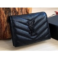 Saint Laurent cassandre flap card case Wallet 530841 So Black