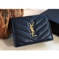 Saint Laurent cassandre flap card case Wallet 530841 Black/Gold