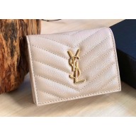 Saint Laurent cassandre flap card case Wallet 530841 Beige