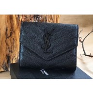 Saint Laurent cassandre Round Zipper Folded Wallet 403723 So Black