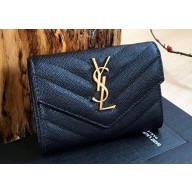 Saint Laurent cassandre small envelope wallet 414404 Black/Gold