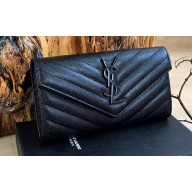 Saint Laurent cassandre large flap wallet 372264 So Black