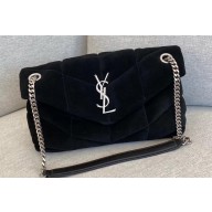 Saint Laurent puffer small chain bag in Suede 577476 Black