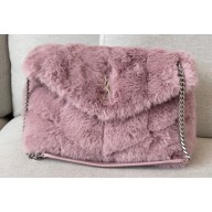 Saint Laurent puffer small chain bag in Wool 577476 Pink