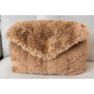 Saint Laurent puffer medium chain bag in Wool 557475 Camel