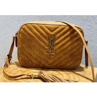 Saint Laurent Lou Camera Bag In Quilted suede 574494 Brown
