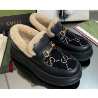 Gucci Heel 3cm Shearling Lining Loafers with Horsebit 10 2022