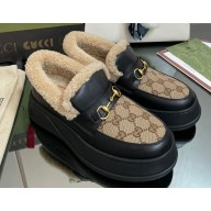 Gucci Heel 3cm Shearling Lining Loafers with Horsebit 07 2022