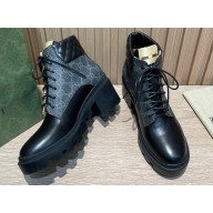 Gucci Heel 6cm Platform 2cm GG ankle boots ‎659691 Black 2022