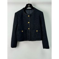 MIU MIU BLACK Single-breasted lamé bouclé jacket MH1903 2025