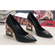 Dolce & Gabbana Heel 10.5cm Logo Pumps with Crystal DG Pop heel Black 2022