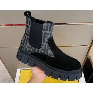 Fendi Men's Ankle Boots Suede Black 2022