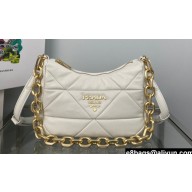 Prada System nappa leather patchwork shoulder bag 1BC157 White