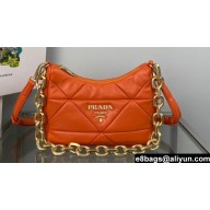 Prada System nappa leather patchwork shoulder bag 1BC157 Orange