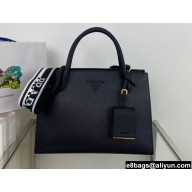 Prada Monochrome medium Saffiano Leather bag 1BA155 Black