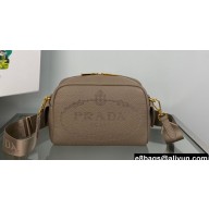 Prada Perforated logo Leather shoulder bag 1BH187 Camel 2022
