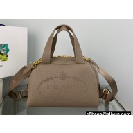 Prada Perforated logo Leather Handbag 1BH078 Camel 2022