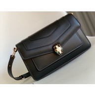 Serpenti Forever East-West Shoulder Bag 22cm in Calf leather Black