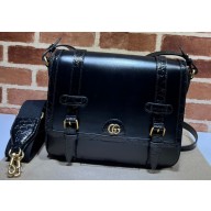 Gucci Medium crocodile trim messenger bag 702136 Black