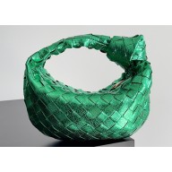 Bottega Veneta intrecciato leather mini jodie top handle bag metallic green