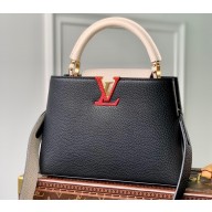 Louis Vuitton Taurillon Leather Capucines BB Bag M21043 Black/Greige Doux/Scarlet