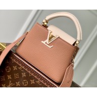 Louis Vuitton Taurillon Leather Capucines Mini Bag Trianon Pink/Greige