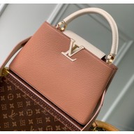Louis Vuitton Taurillon Leather Capucines MM Bag Trianon Pink/Greige