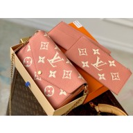 Louis Vuitton Monogram Leather Félicie Pochette Clutch Bag M81759 Trianon Pink/Cream