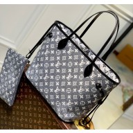 Louis Vuitton Denim textile jacquard Neverfull MM Tote Bag M21465