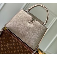 Louis Vuitton Taurillon Leather Capucines MM Bag Etain Metallic Gray