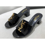 Saint Laurent Heel Mules with gold-tone monogram 01