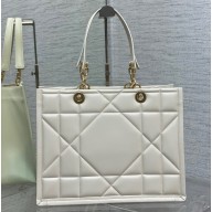Dior Medium Essential Tote Bag in Archicannage Calfskin White 2022